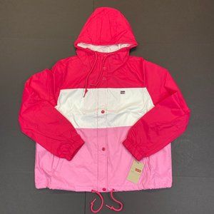 Women's Levi's Lightweight Retro Rain Slicker Jacket - Pink Colorblock - XL